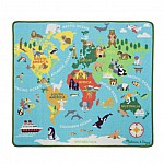 Детско килимче Melissa and Doug Пътуване по света с дървени превозни средства 15194