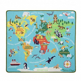 Детско килимче Melissa and Doug Пътуване по света с дървени превозни средства 15194