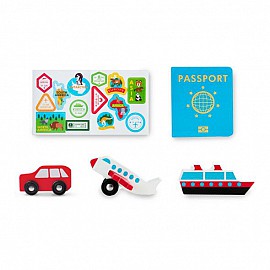 Детско килимче Melissa and Doug Пътуване по света с дървени превозни средства 15194