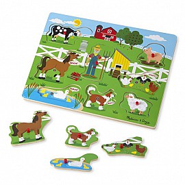 Дървен пъзел Melissa and Doug Фермата на Макдоналдс с песничка 10738