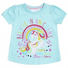 Блуза с къс ръкав за момиче Believe In Unicorns Minikidz