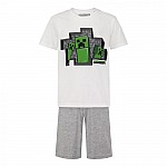 Пижама Minecraft 3 Creepers White с къс ръкав и панталон