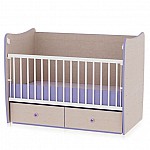 Бебешка дървена кошара Lorelli Matrix 60х120 дъб/виолетово