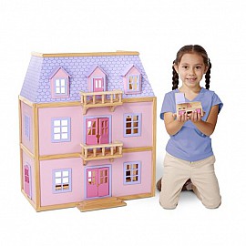 Дървена къща за кукли с обзавеждане Melissa and Doug 3 етажа 14570