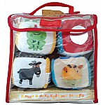 КОМПЛЕКТ ОТ КНИГА + МЕКИ КУБЧЕТА ЗА ИГРА - ДОМАШНИ ЖИВОТНИ