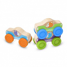 Комплект Melissa and Doug дървени коли с животно 3бр. 40129