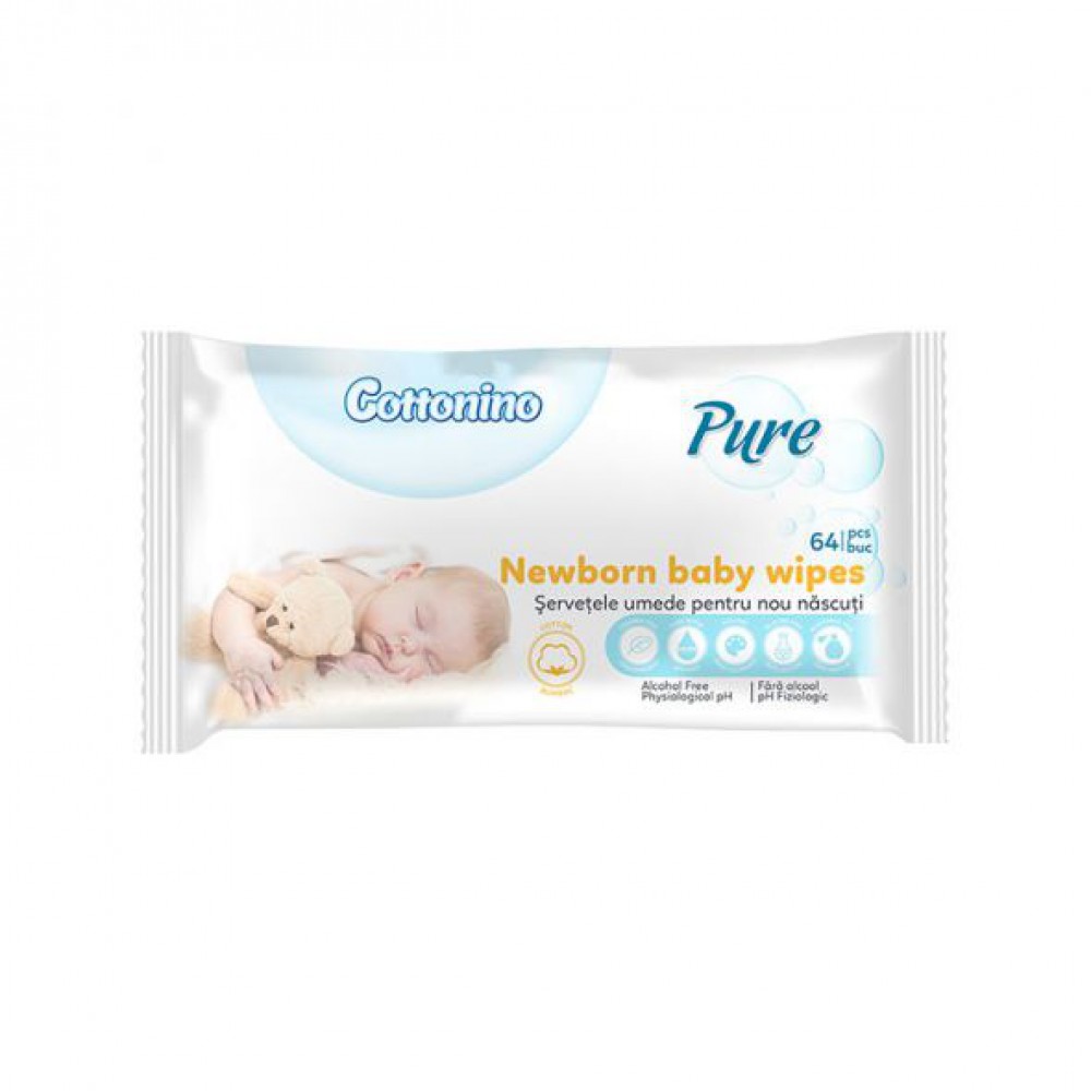 Мокри кърпи за новородени Cottonino Pure 64 бр.