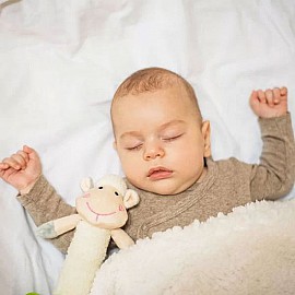 Плюшена играчка Babyono Писукаща с гризалка Овца 606