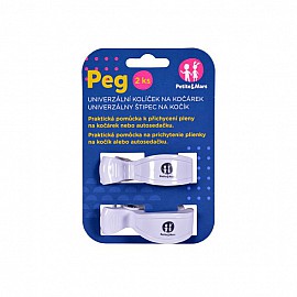Щипки за количка Petite&Mars бели 2 бр.
