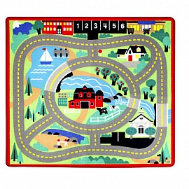 Детско килимче Melissa and Doug Град с дървени колички 19400