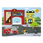 Дървен пъзел Melissa and Doug Пожарна със звуци 10736