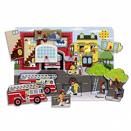 Дървен пъзел Melissa and Doug Пожарна със звуци 10736