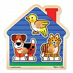 Дървен пъзел Melissa and Doug Къща с животни 3 части 12055