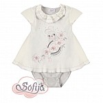 Бебешко боди-рокля с къс ръкав Sofija CYNTIA Екрю Размер 62-86 cm