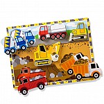 Дървен пъзел Melissa and Doug Строителни машини 6 части 13726