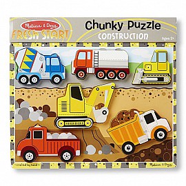 Дървен пъзел Melissa and Doug Строителни машини 6 части 13726