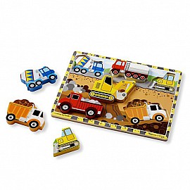 Дървен пъзел Melissa and Doug Строителни машини 6 части 13726