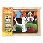 Дървен пъзел Melissa and Doug 4 в 1 Домашни любимци 13790