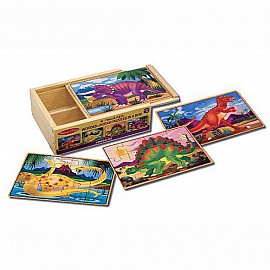 Дървен пъзел Melissa and Doug 4 в 1 Динозаври 13791