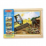 Дървен пъзел Melissa and Doug 4 в 1 Строителни машини 13792
