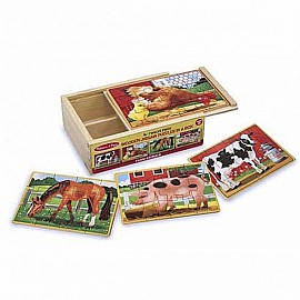 Дървен пъзел Melissa and Doug 4 в 1 Животни от фермата 13793