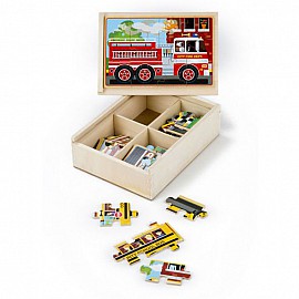 Дървен пъзел Melissa and Doug 4 в 1 Превозни средства 13794