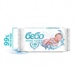 Бебешки мокри кърпи БЕБО с капак без аромат 64 бр.