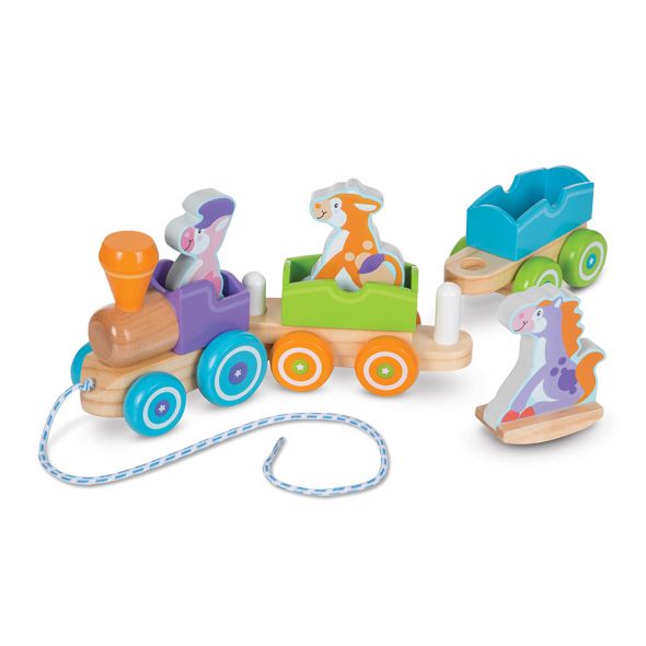 Дървен влак Melissa and Doug за дърпане - ферма 14608