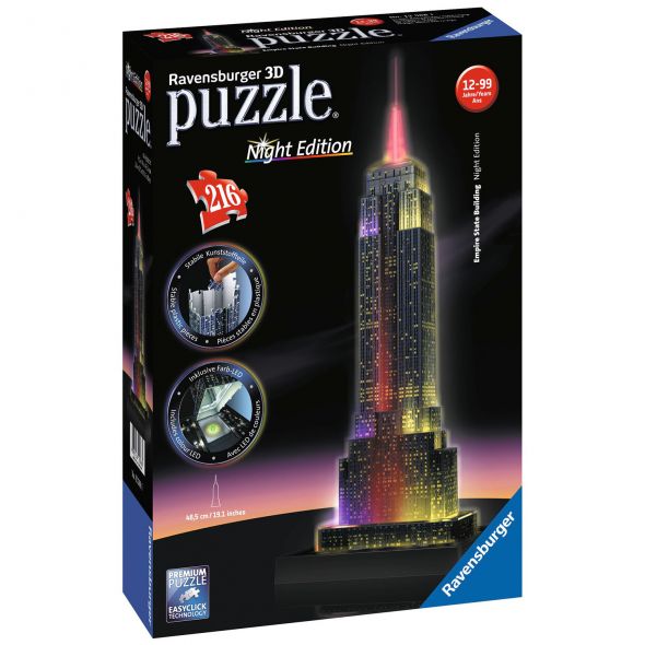 Пъзел 3D Ravensburger с LED светлини Емпайър Стейт Билдинг, Ню Йорк 216 ч.