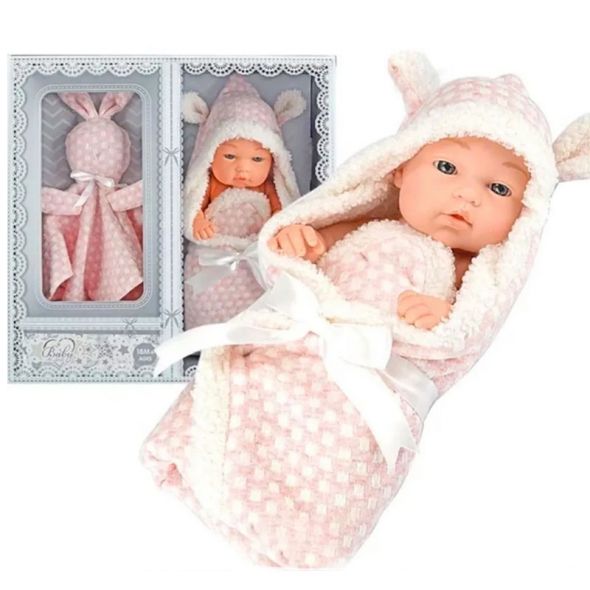 Кукла бебе Raya Toys Baby So Lovely Новородено с играчка Розов 25 см