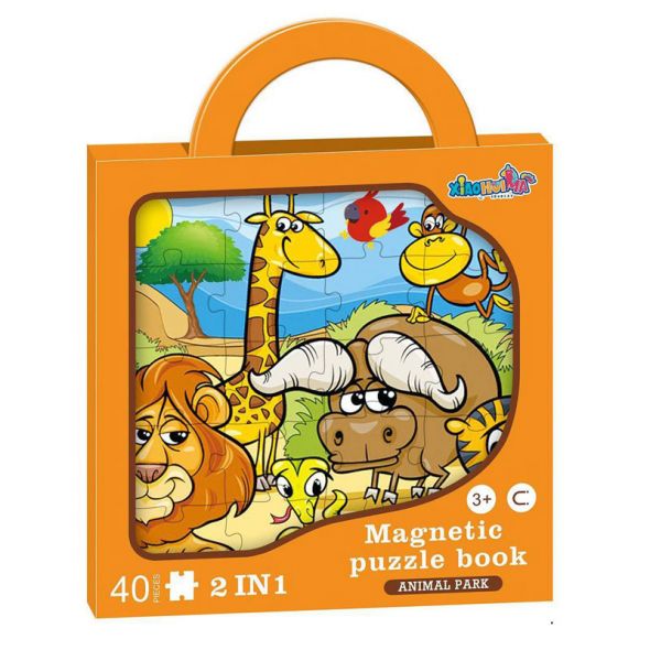 Магнитен пъзел Raya Toys Парк с животни 40 части