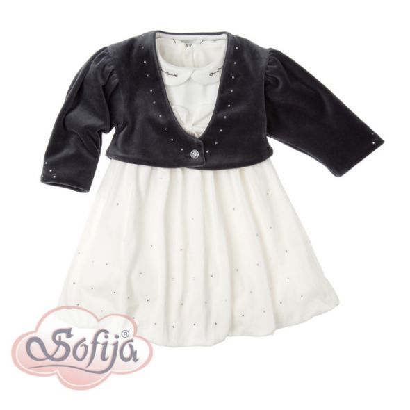 Бебешки костюм рокля със сако Sofija MIGOTKA Екрю Размер 68-86 cm