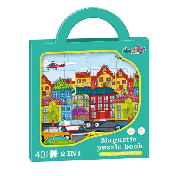 Магнитен пъзел Raya Toys Градски трафик 40 части