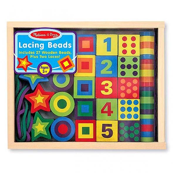 Низанка с дървени фигурки и цифри Melissa and Doug 13775