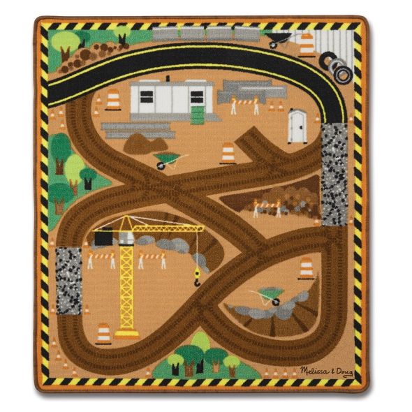 Килимче Melissa and Doug - строителна площадка с дървени камиончета 19407