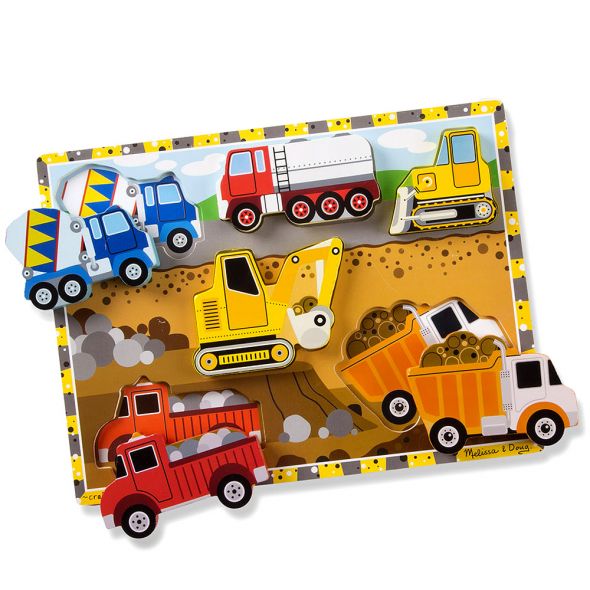 Дървен пъзел Melissa and Doug Строителни машини 6 части 13726
