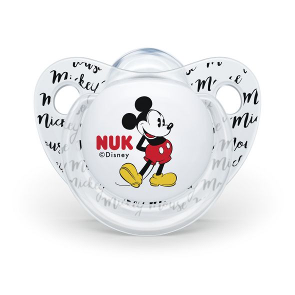 Залъгалка NUK Mickey Mouse от силикон с ортодонтична форма 6-18м.